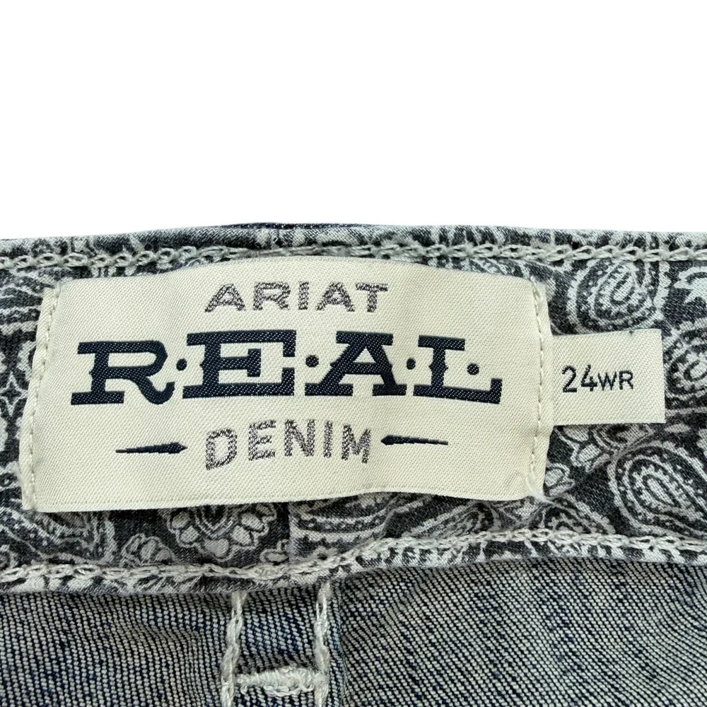 Ariat Womens Jeans 24WR REAL Bootcut Blue Cotton Blend Mid Rise Thick Stitch